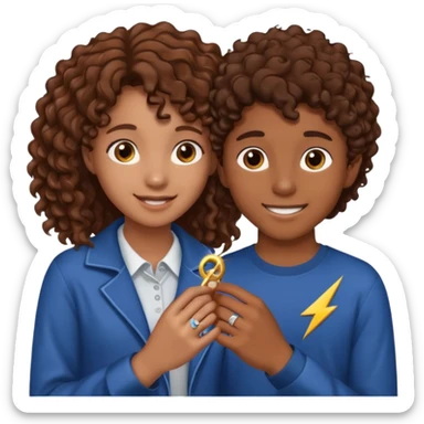 a 15 year old girl with brown curly hair but she has lightnings in it with a brown haired boy who gave her a promise ring sticker