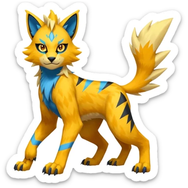 Zeraora-Manectric-Luxray-Bobcat-Fakémon-fusion-animal-creature, full body  sticker