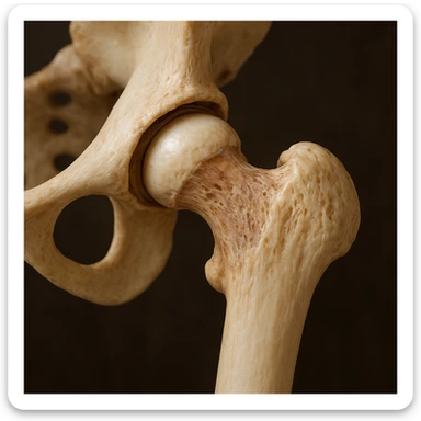 realistic image of human hip joint showing bone and acetabulum with anatomical details sticker