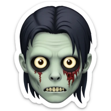 zombie boy with black symmetrical wolfcut medium long hair and piercings sticker