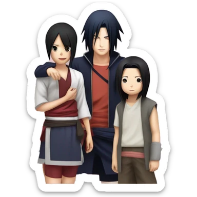 Créate Sakura uchiha and sasuke uchiha together with baby sarada from Naruto. sticker
