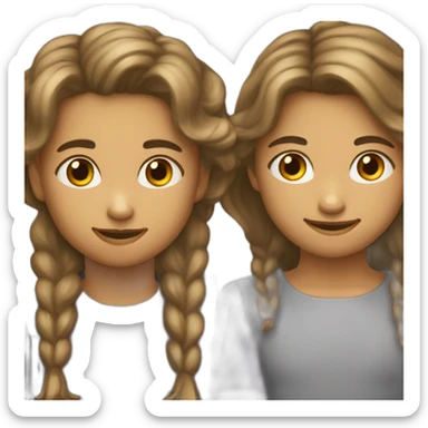 Gemelos 8 años niño pelo castaño claro y niña 8 años pelo castaño oscuro rizado sticker
