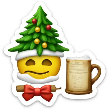 An old fashioned next to a Christmas tree  sticker