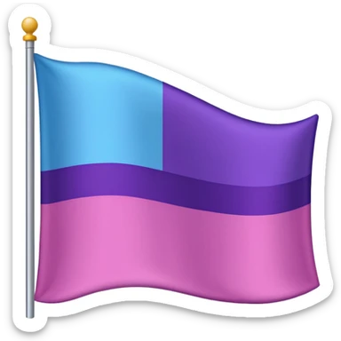 I want a flag, I want the first stripe at the very top of the flag to be pink 🩷. The middle stripe will be the color purple 💜. And finally the bottom stripe will be the color blue 💙. sticker