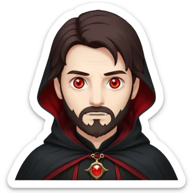 Evil, shadowie Male lord with Red glowing eyes and Long darkBrown Hair and chin beard sticker
