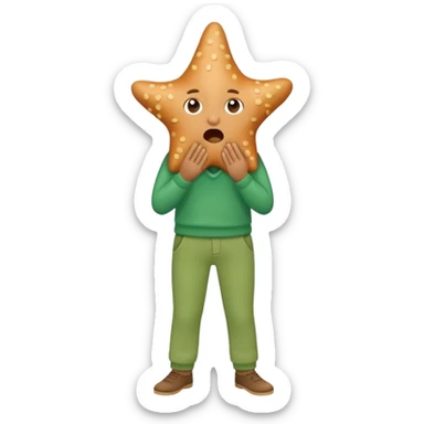 Give me a picture of an animated talking starfish that coughs, give me him green pants sticker
