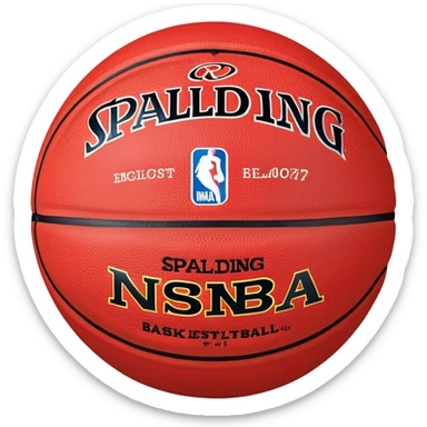 minimalist red Spalding basketball with simple NBA logo, few colorful lines, clean design sticker