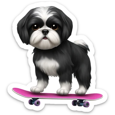 Black shih tzu skater  sticker