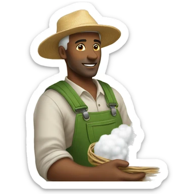 man harvesting cotton sticker