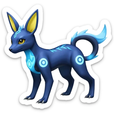 Manectric-Electrike-Lugia-Umbreon-Draco-Fakémon-hybrid-creature (full body), 4 legs sticker