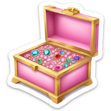 Pink jewelry box filled with jewels and diamonds sticker