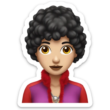 Black haired, whitegirl with red boa around her neck  sticker