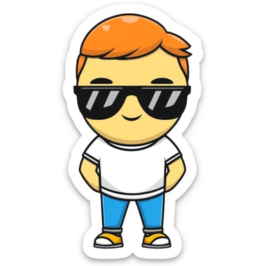 Fun character looking super cool with sunglasses and a confident pose sticker