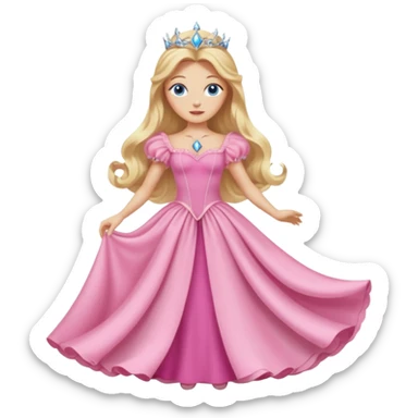 Glinda the Good Witch from the Wizard of Oz with light skin, blue eyes, blonde long hair, pink outfit sticker