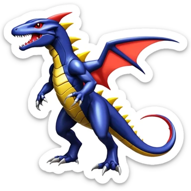 Shiny Exotic Colorful epic Salandit-Garchomp-Genesect-Miraidon-Koraidon-Fakémon-Digimon-hybrid-creature (full body)  sticker
