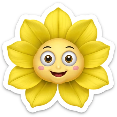 five leaved yellow anemone eyes mouth sticker