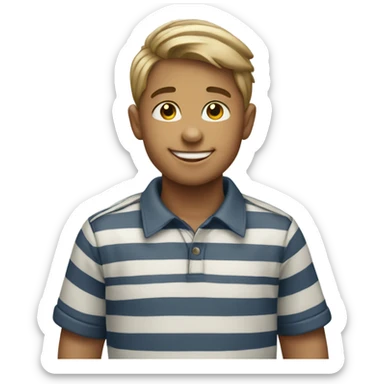 smiling boy in striped shirt sticker