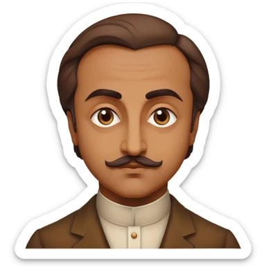 Cinematic Realistic Khalil Gibran Portrait Emoji, depicted as a poetic visionary with gentle thoughtful eyes in classic attire, rendered with soft textures and warm ethereal lighting that captures his literary spirit. sticker