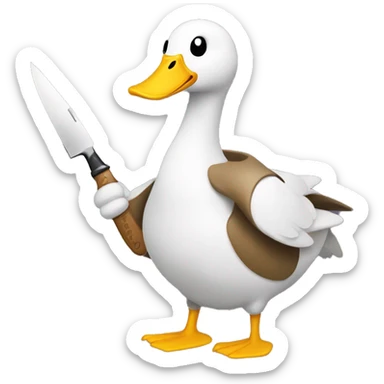 regular goose emoji holding with the yellow hand a knife sticker