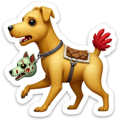 A dog raiding a zombie like minecrafty like a chicken jocky but instead wolf jocky or dog jocky But blocky sticker