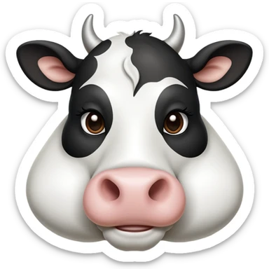 cinematic-noble-black-and-white-cow-portrait-emoji,-poised-and-regal,-with-a-large,-sturdy-build-and-a-beautifully-patterned-hide-of-rich-black-accented-by-crisp-white-patches,-deep-set-soulful-brown-eyes,-simplified-yet-sharp-and-sophisticade sticker