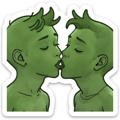 Two boys kissing sticker