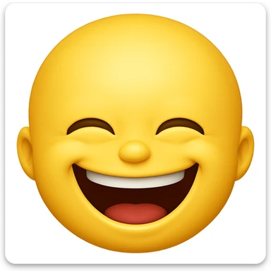 Make the forehead even bigger with joyful laughing expression, in the style of apple emojis. sticker