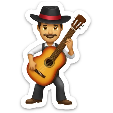 flamenco guitar played by spanish man with hat sticker