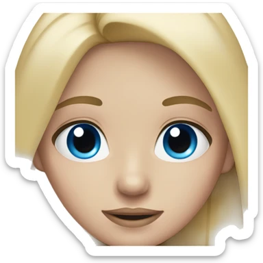 girl with blonde straight hair with blue eyes and wearing pink  sticker