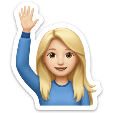 I want a white female animated gif emoji with long blonde hair putting hands up in the air sticker