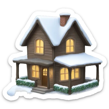 House with the snow on the roof and garland  sticker