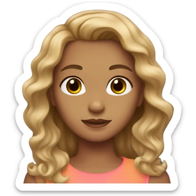A girl with light tanned skin, dark blonde wavy hair, and hazel eyes. sticker