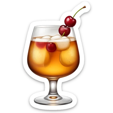 Emoji with an amaretto sour cocktail in whiskey glass sticker