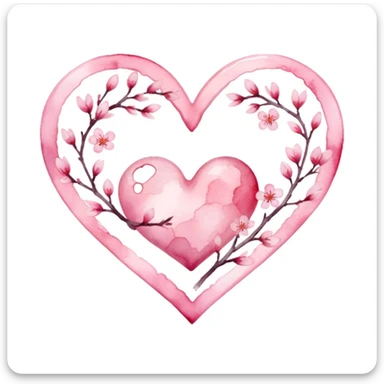 sakura heart with a watercolor effect sticker