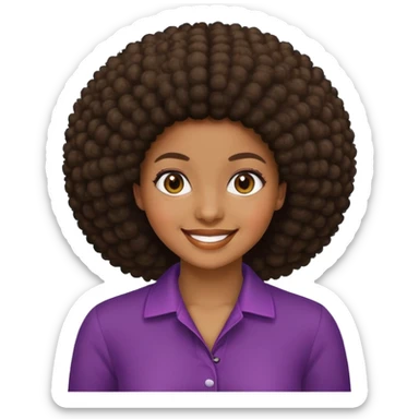Girl showing excitement, medium-dark skin, afro hair sticker