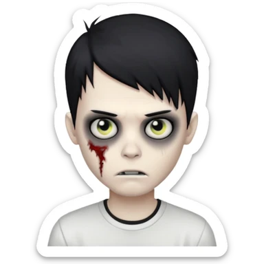 zombie boy with emo hair and white shirt sticker