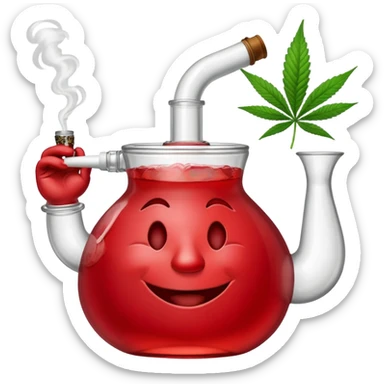 Kool-Aid Man smoking a bong with a cannabis leaf sticker
