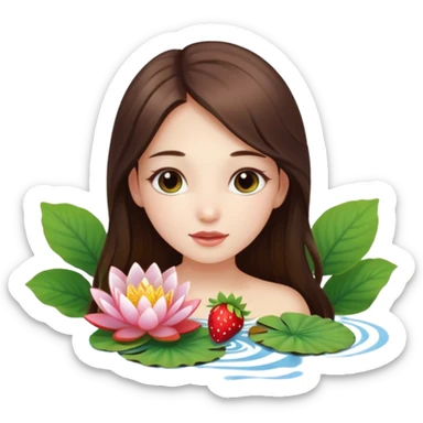 a beautiful girl mix with nenuphar and watel lili and  Strawberries  being born sticker