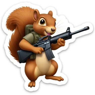 Squirrel riding turkey holding two m16s while smoking a cigar sticker
