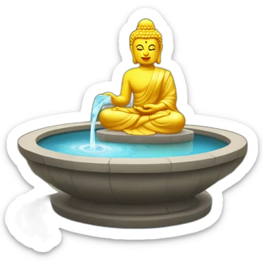 A small homemade water fountain inside which there is a Buddha statue, which is very beautiful and traditional sticker