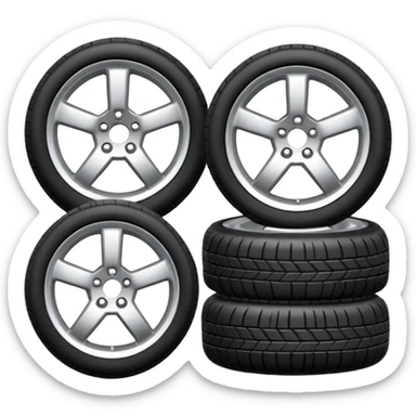 Emoji icon of a set of custom alloy wheels stacked together sticker