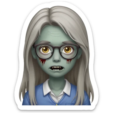 zombie with glasses gray girl long hair sticker