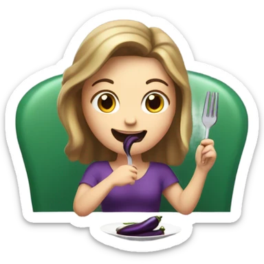 white girl eating eggplant sticker