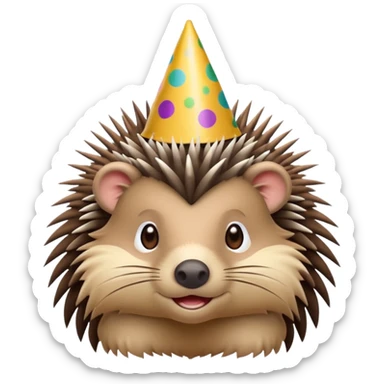 porcupine wearing a party hat sticker