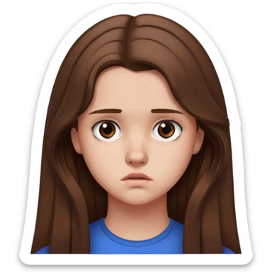 Teenage girl with long brown hair and sad expression, Hannah Baker character sticker