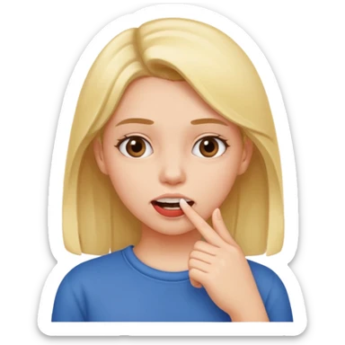 Girl who is putting her finger between her teeth sticker