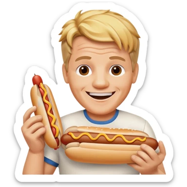 gordon ramsay hold a hotdog, happy smile sticker