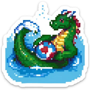 dragon playing water polo in a different pose sticker