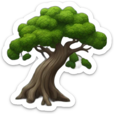 montagne noir avec un peu d'arbre avec un arc-en-ciel sticker