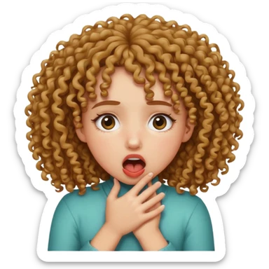 Mixed curly haired girl choking herself with her own hands  sticker